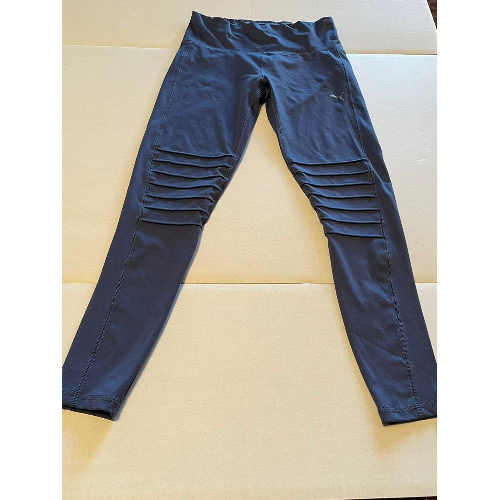 PUMA periwinkle moto style leggings with mesh cut-outs on calves Women's large